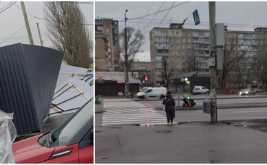 В Днепре штормовой ветер свалил деревья, заборы и светофоры и повредил авто